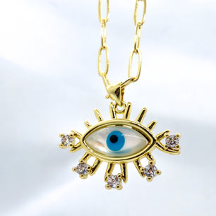 18k Gold-Plated Lash Adorned Evil Eye Necklace