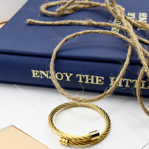 ROMALI 18K Gold-Plated Golden Cable Bracelet- Adjustable Bangle - ROMALI