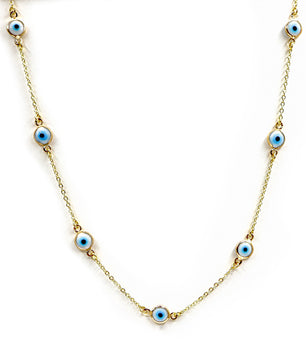 18k Gold-Plated Evil Eye Chain Necklace - ROMALI