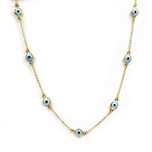 18k Gold-Plated Evil Eye Chain Necklace - ROMALI