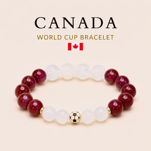 ROMALI Canada Soccer World Cup Bracelet | Cherry Jade & White Jade Unisex