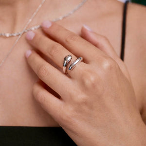 ROMALI Stainless Steel Silver Twist Open Ring