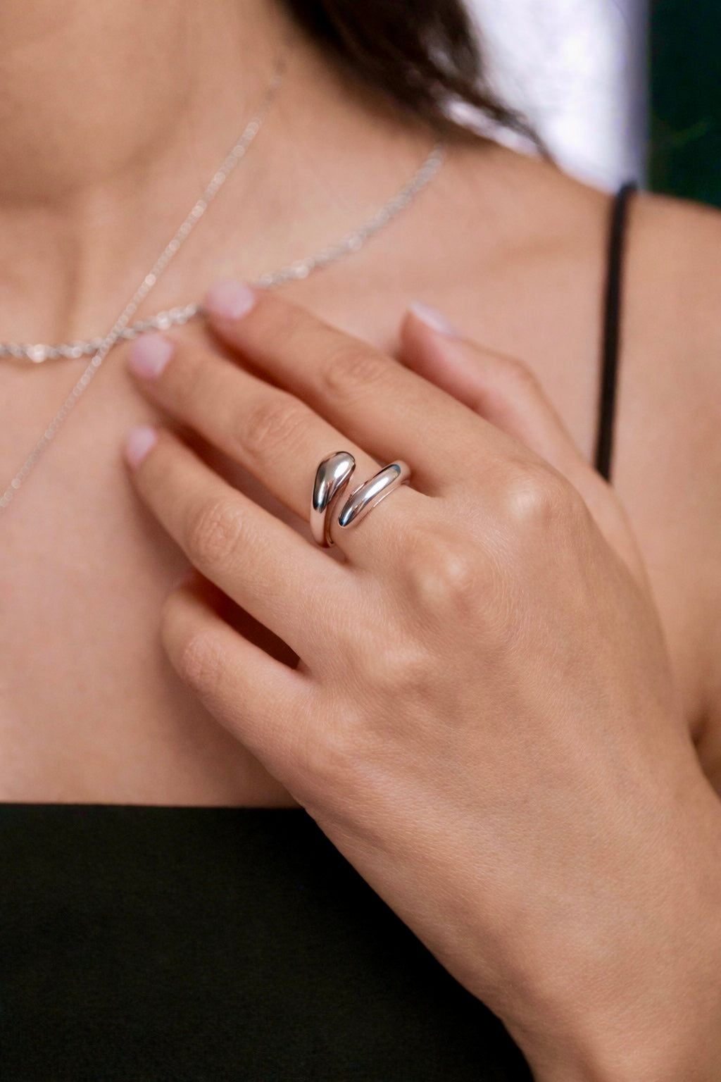 ROMALI Stainless Steel Silver Twist Open Ring