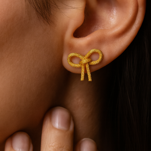 ROMALI 18K Gold-Plated Bow Knot Stud Earrings - ROMALI