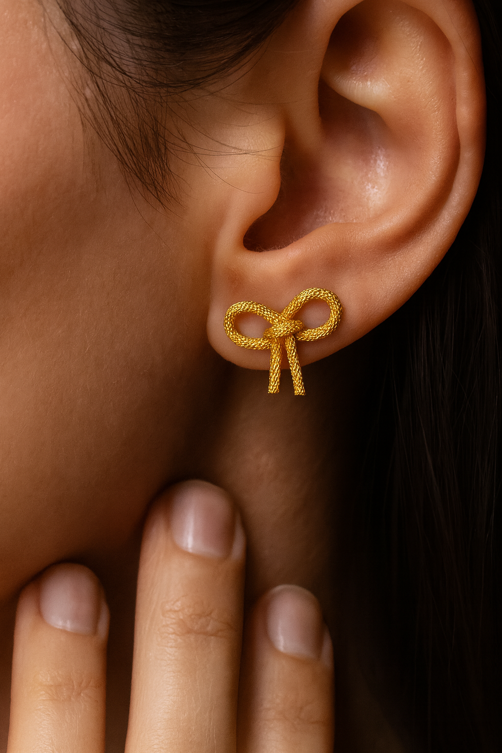 ROMALI 18K Gold-Plated Bow Knot Stud Earrings - ROMALI