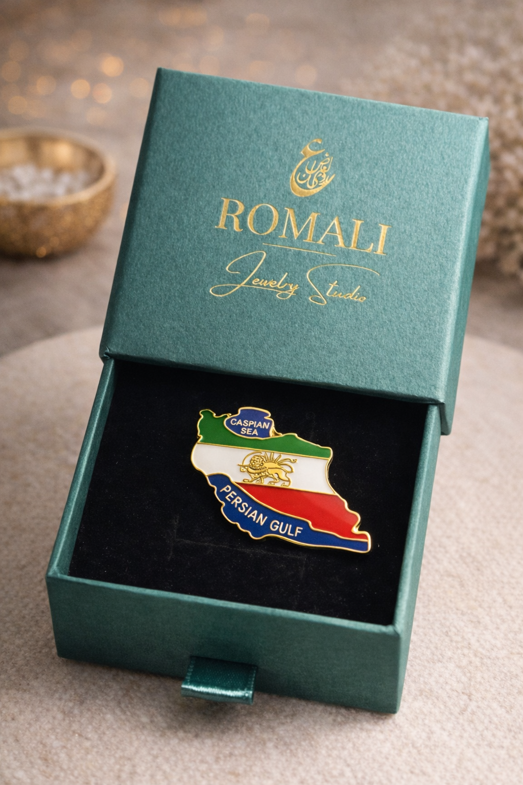 ROMALI Iran Map Enamel Pin | Gold-Plated | romali.ca
