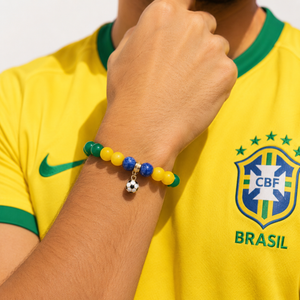 ROMALI Brazil Soccer World Cup Beaed Bracelet | Green Jade, Yellow Jade & Lapis Lazuli Unisex