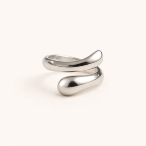 ROMALI Stainless Steel Silver Twist Open Ring