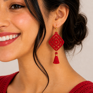 ROMALI Handmade Crochet Tassel Earrings | 18K Gold-Plated