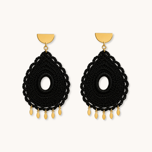 ROMALI Midnight Drop Crochet Earrings | 18K Gold-Plated