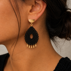 ROMALI Midnight Drop Crochet Earrings | 18K Gold-Plated