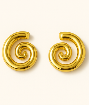 ROMALI 18K Gold-Plated Spiral Dangle Stud Earrings - ROMALI