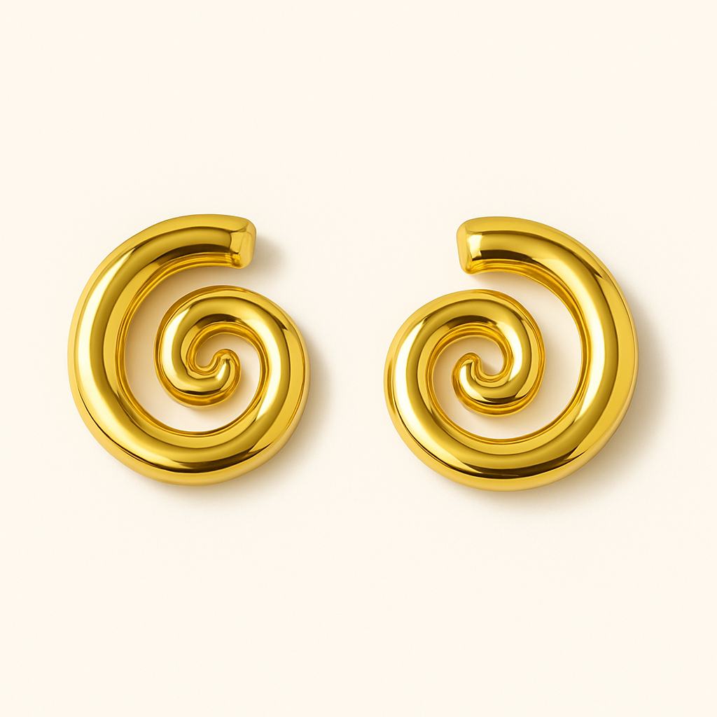 ROMALI 18K Gold-Plated Spiral Dangle Stud Earrings - ROMALI