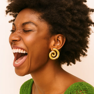 ROMALI 18K Gold-Plated Spiral Dangle Stud Earrings - ROMALI