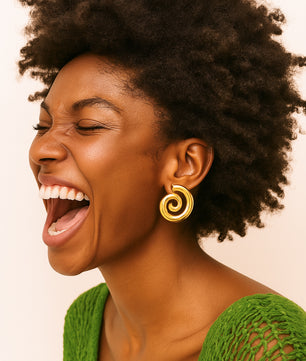 ROMALI 18K Gold-Plated Spiral Dangle Stud Earrings - ROMALI