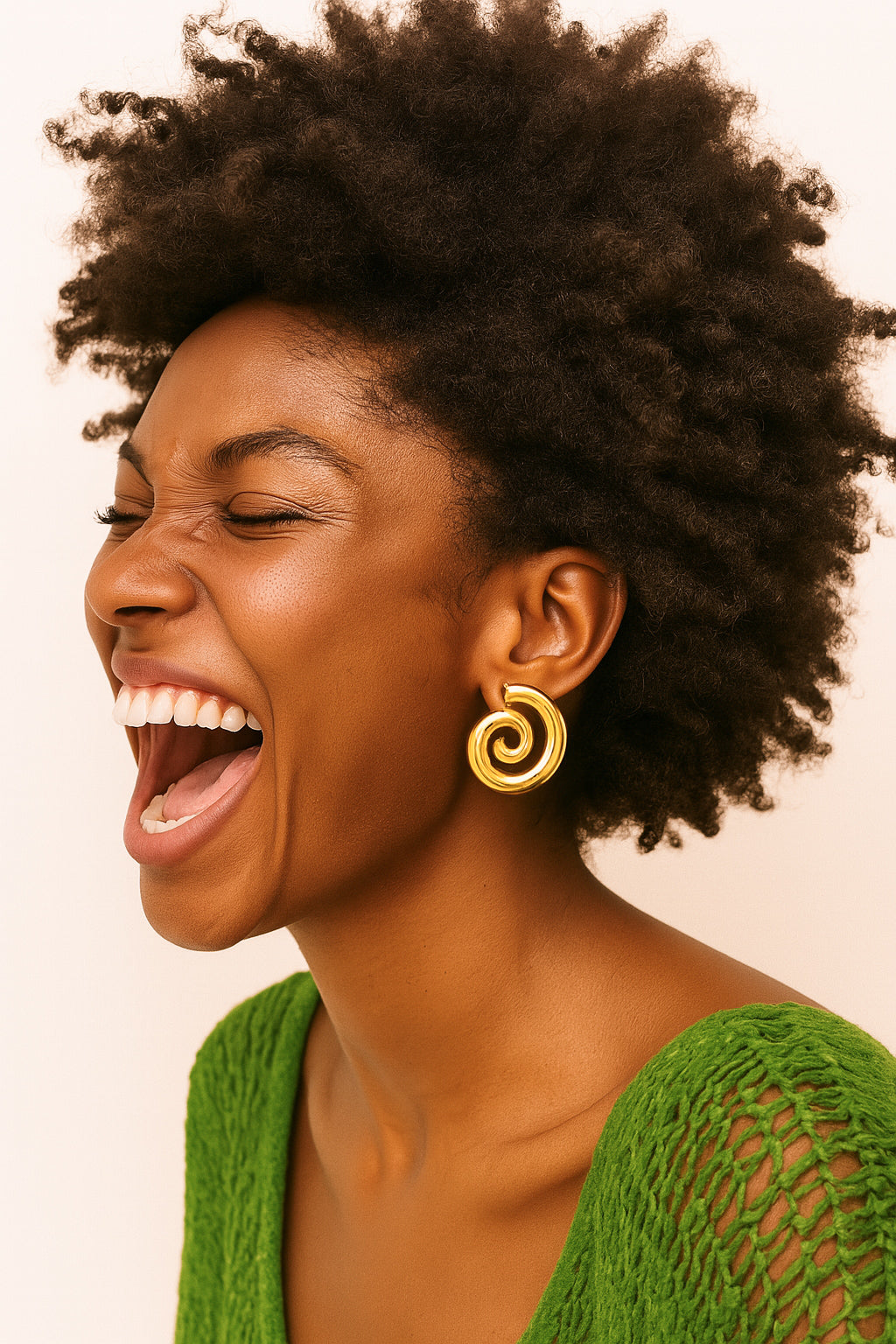 ROMALI 18K Gold-Plated Spiral Dangle Stud Earrings - ROMALI