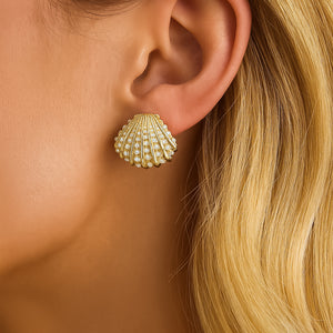 ROMALI 18K Gold-Plated Mini Pearl Shell Stud Earrings - ROMALI