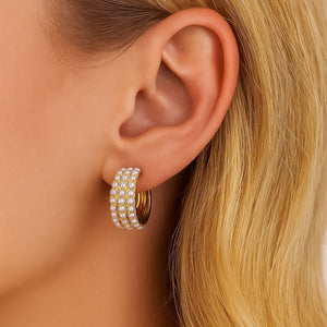 ROMALI 18K Gold-Plated Mini Pearl Cluster Hoop Earrings - ROMALI