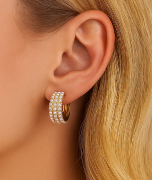 ROMALI 18K Gold-Plated Mini Pearl Cluster Hoop Earrings - ROMALI