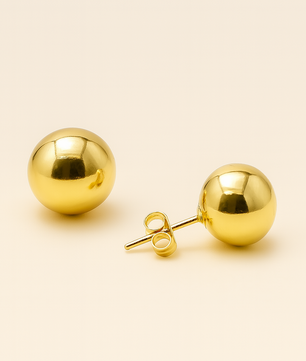ROMALI 18K Gold-Plated Ball Stud Earrings – Small, Medium, and Large Sizes - ROMALI