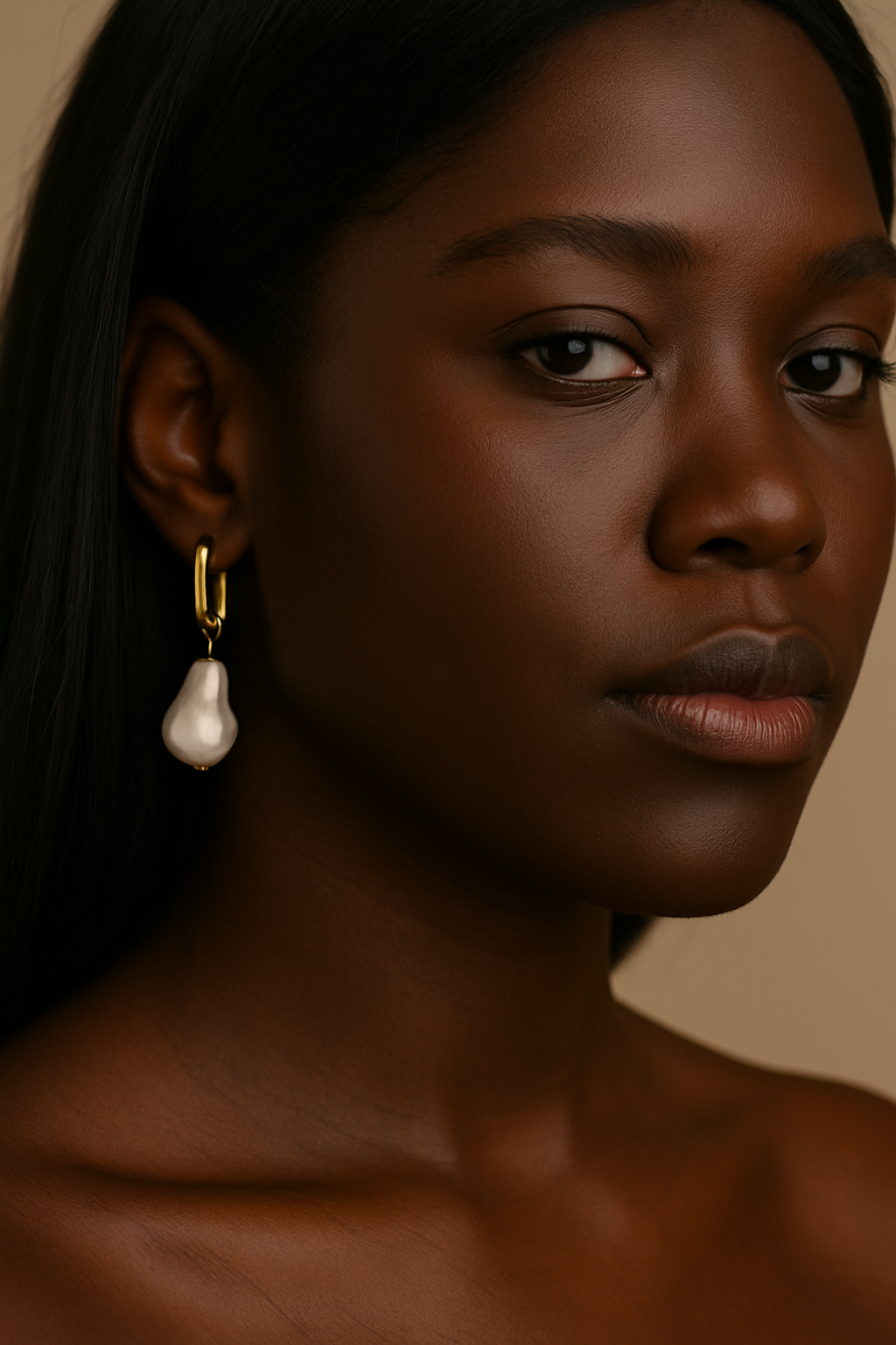 ROMALI 18k Gold-Plated Drop Shell Pearl Rectangle Hoop Dangle Earrings - ROMALI