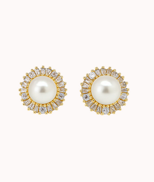 ROMALI 18K Gold-Plated Pearl Glow Stud Earrings - ROMALI