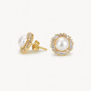 ROMALI 18K Gold-Plated Pearl Glow Stud Earrings - ROMALI