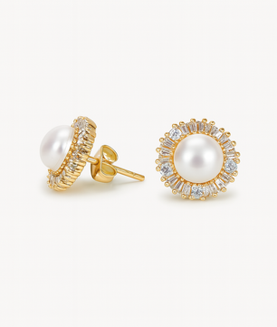 ROMALI 18K Gold-Plated Pearl Glow Stud Earrings - ROMALI