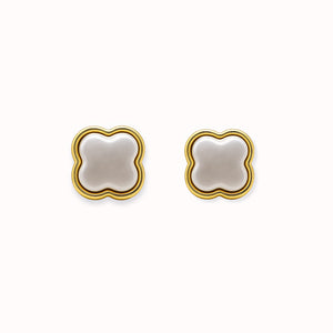 ROMALI 18K Gold-Plated Clover Pearl Stud Earrings - ROMALI