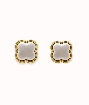 ROMALI 18K Gold-Plated Clover Pearl Stud Earrings - ROMALI