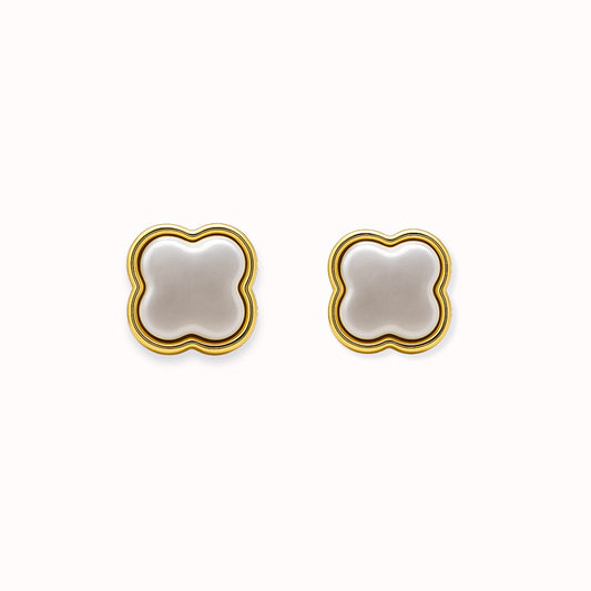 ROMALI 18K Gold-Plated Clover Pearl Stud Earrings - ROMALI