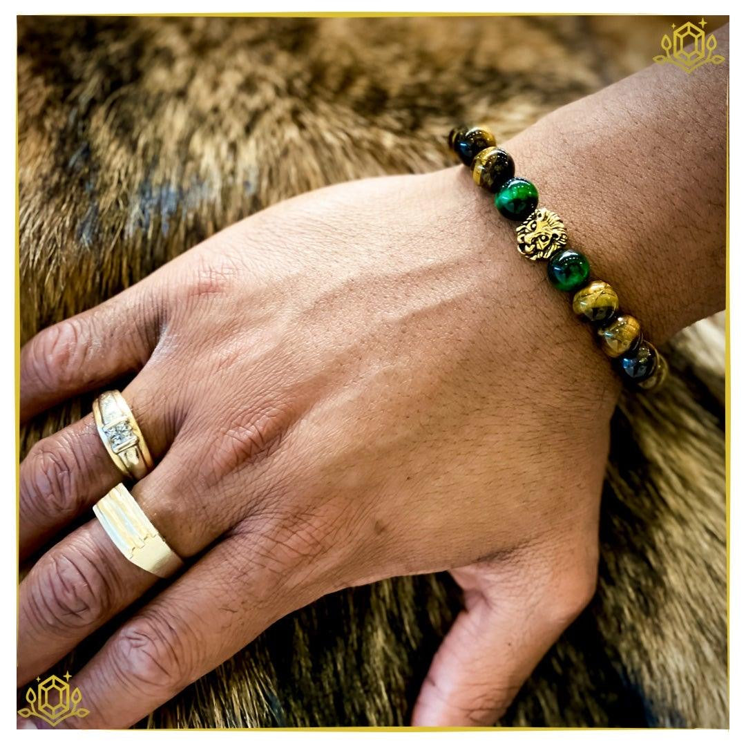 ROMALI Natural Gold & Green Tiger's Eye Beaded Bracelet 10mm - ROMALI