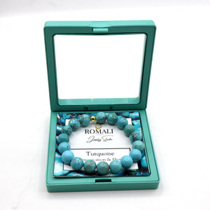 ROMALI 18K Gold-Plated Natural Turquoise Bracelet 10mm - ROMALI