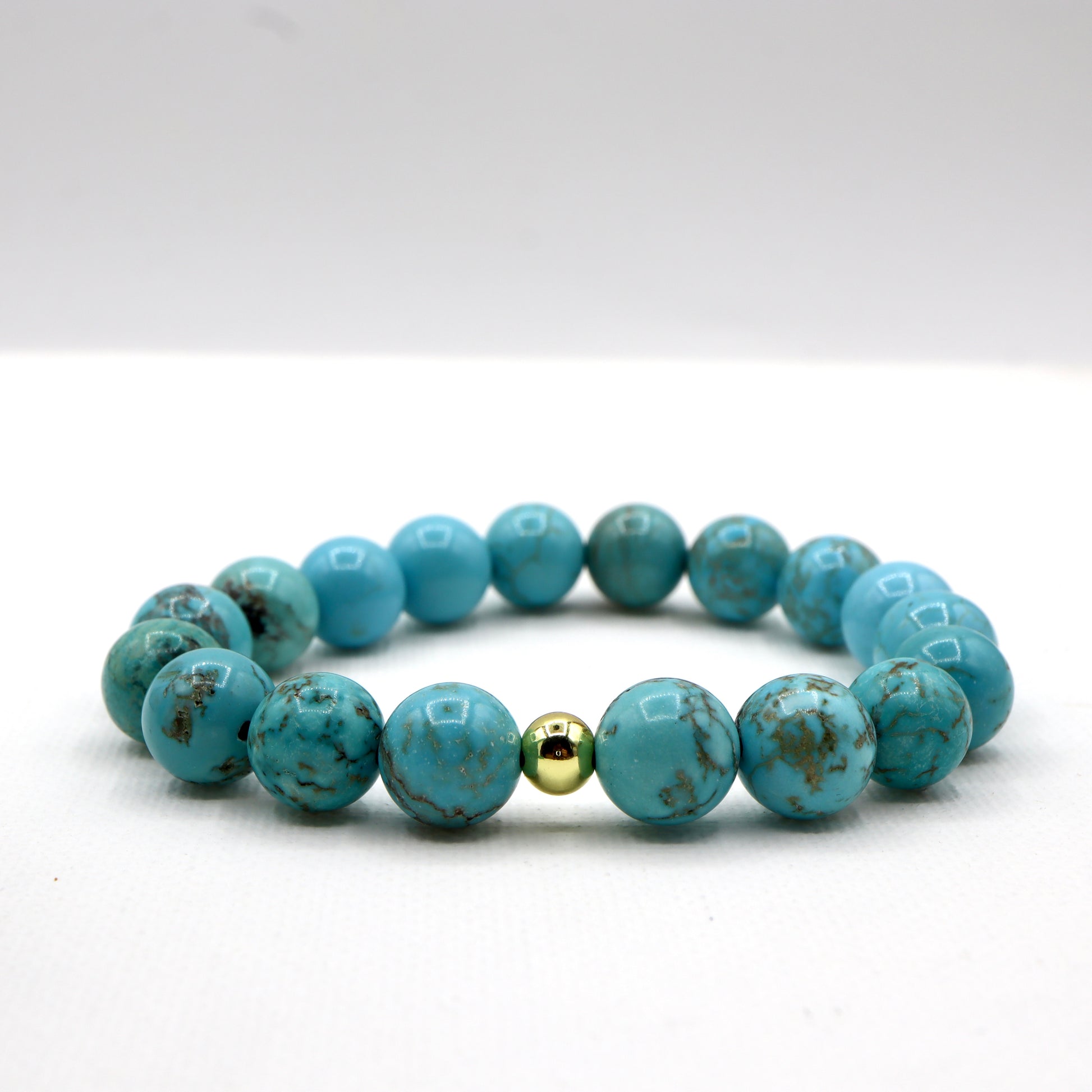 Natural Turquoise Bracelet 10mm - 18k Goldplated