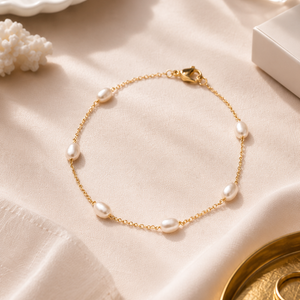 ROMALI Pearl Chain Bracelet | 18K Gold-Plated