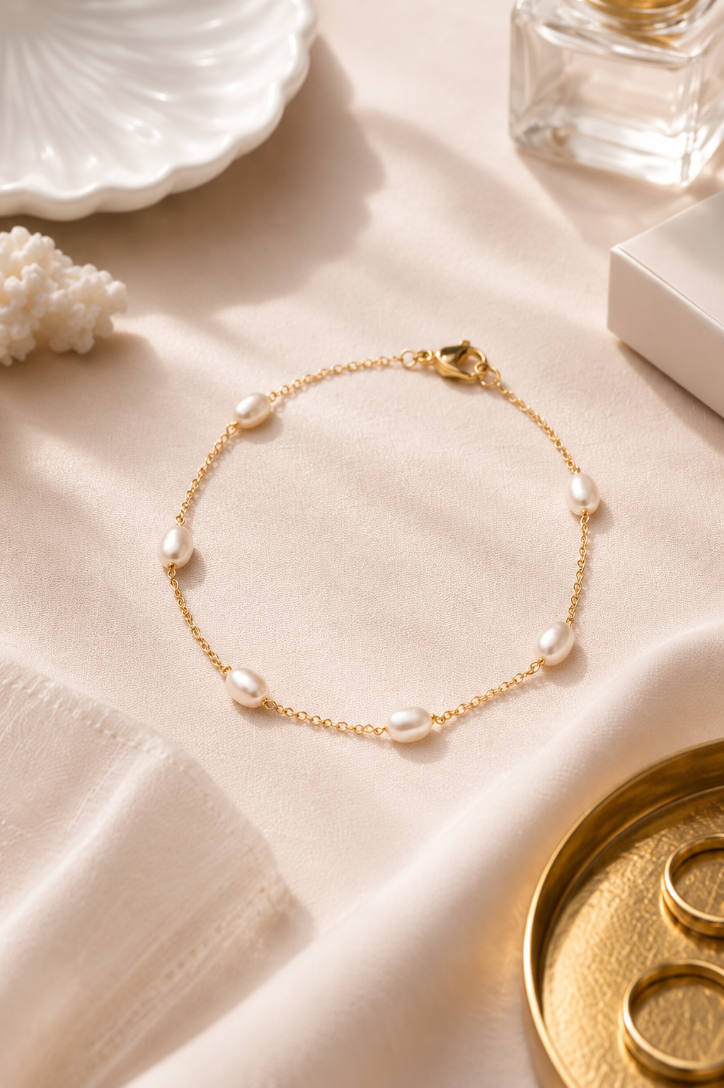 ROMALI Pearl Chain Bracelet | 18K Gold-Plated