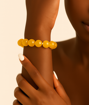 ROMALI Natural Yellow Jade Beaded Bracelet - Stone of Positivity 10mm - ROMALI