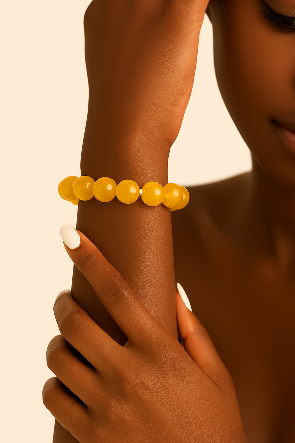 ROMALI Natural Yellow Jade Beaded Bracelet - Stone of Positivity 10mm - ROMALI