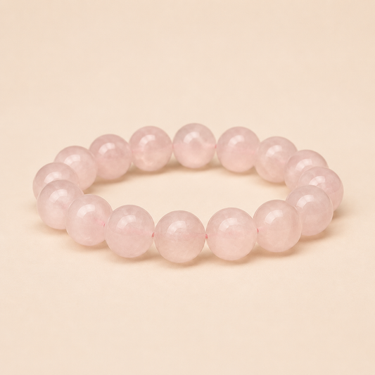 ROMALI Natural Rose Quartz 12mm Beaded Bracelet