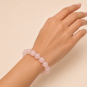 ROMALI Natural Rose Quartz 12mm Beaded Bracelet