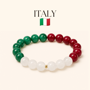 ROMALI Italy Soccer Beaded Bracelet | Green Jade, White Jade & Red Jade Unisex