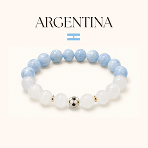 ROMALI Argentina Soccer Bracelet | Aquamarine & White Jade
