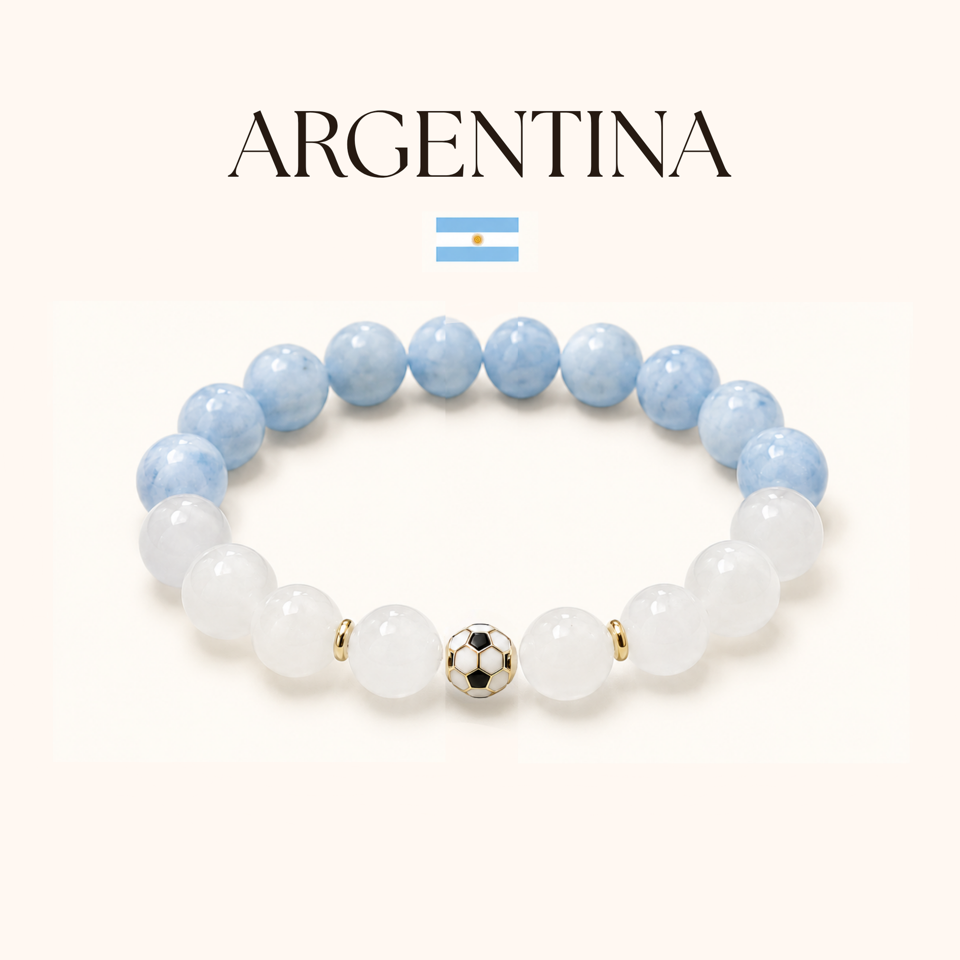ROMALI Argentina Soccer Bracelet | Aquamarine & White Jade