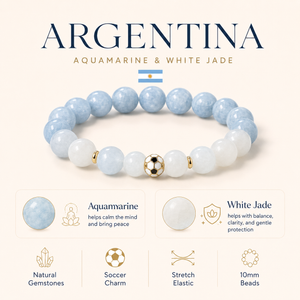 ROMALI Argentina Soccer Bracelet | Aquamarine & White Jade