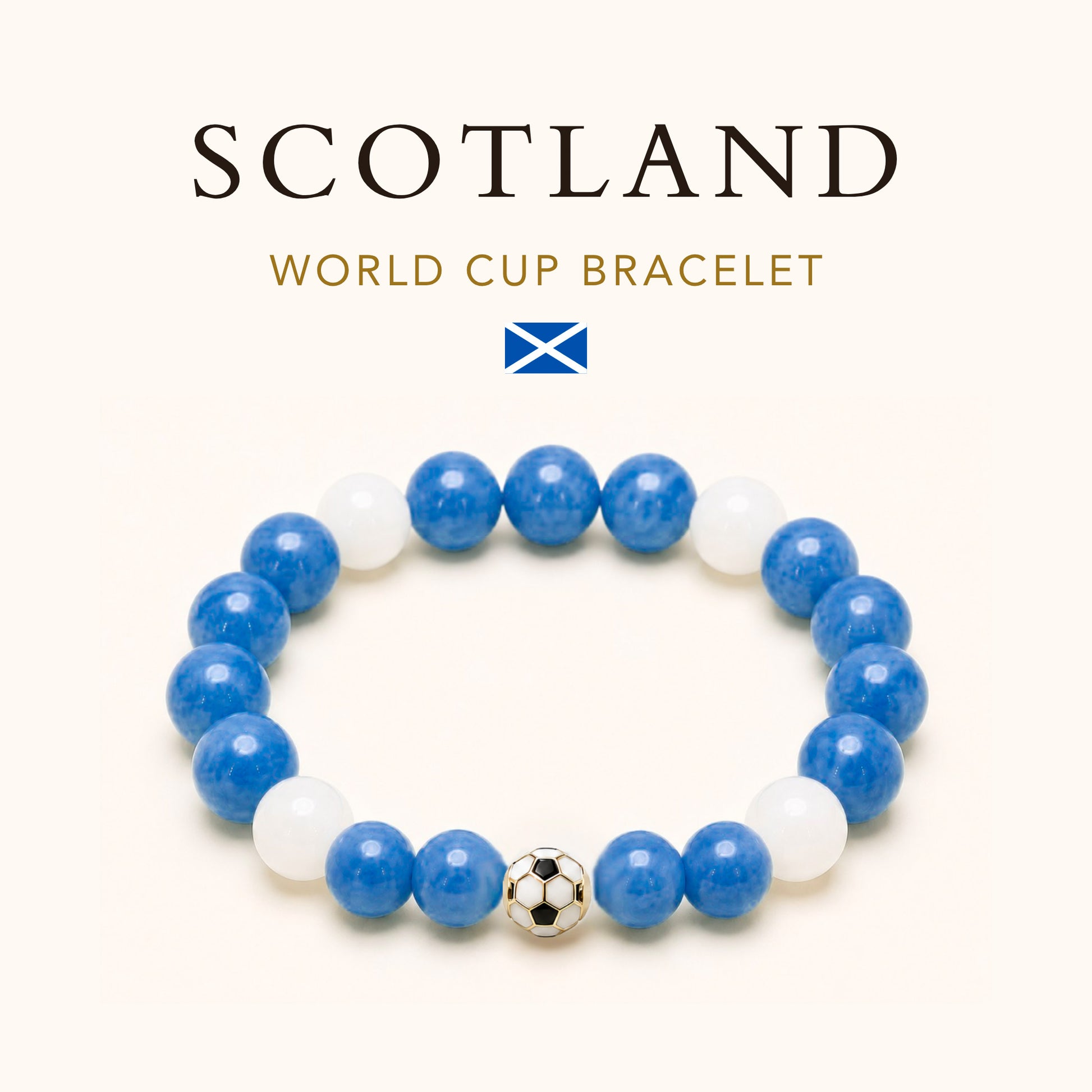 ROMALI Scotland World Cup Bracelet | Blue Jade & White Jade Unisex