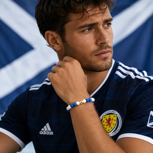 ROMALI Scotland World Cup Bracelet | Blue Jade & White Jade Unisex