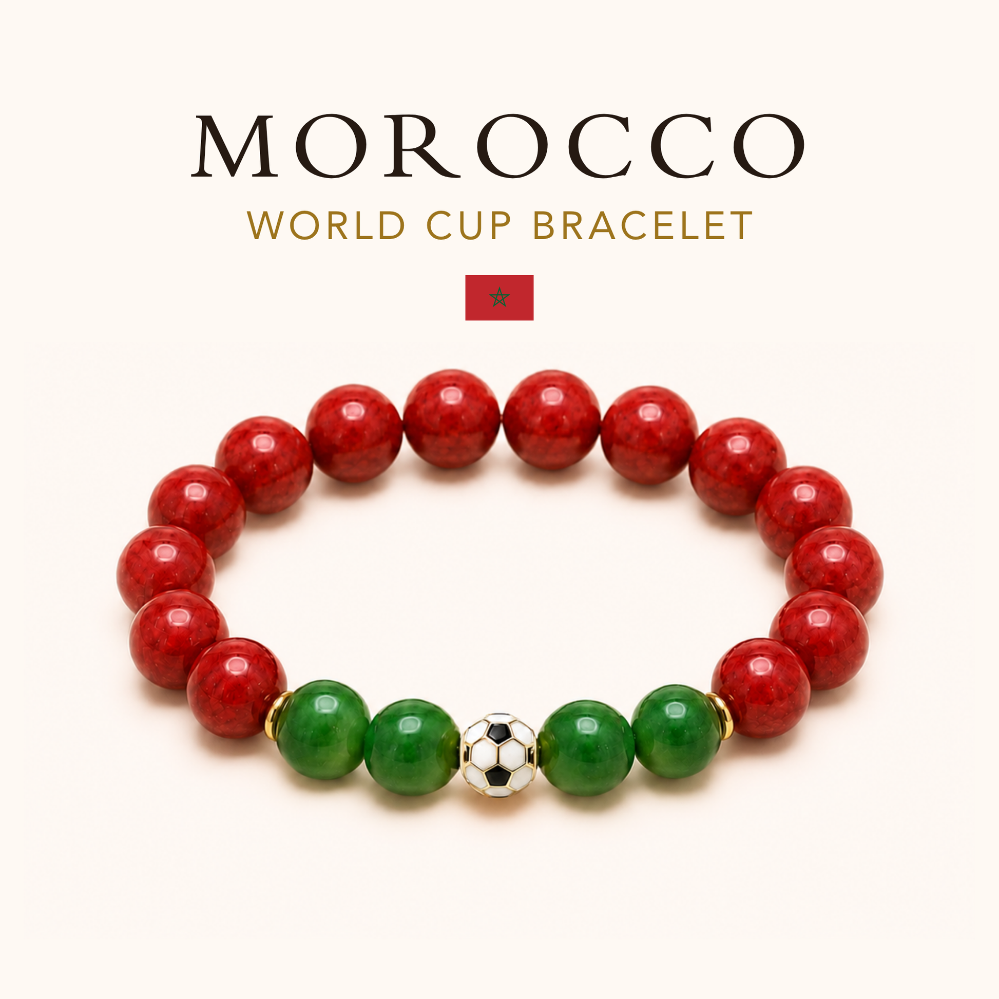 ROMALI Morocco World Cup Bracelet | Red Jasper & Green Jade