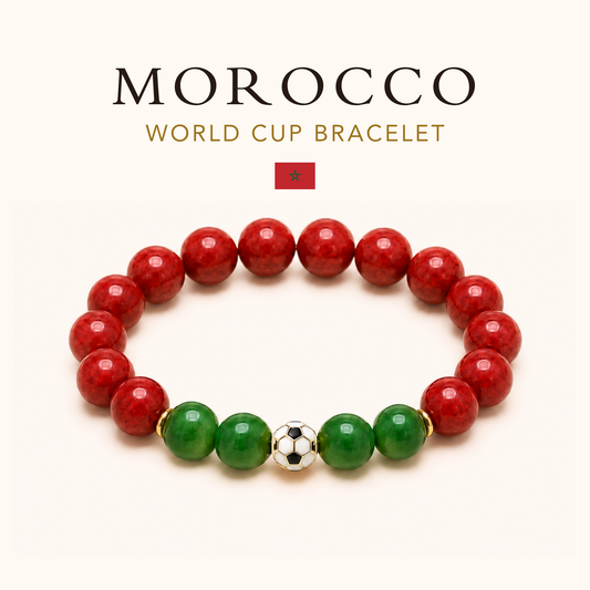 ROMALI Morocco World Cup Bracelet | Red Jasper & Green Jade | Unisex