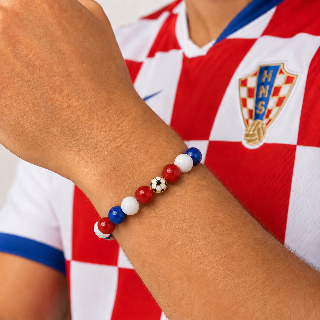 ROMALI Croatia World Cup Bracelet | Lapis Lazuli, Red Jasper & White Jade