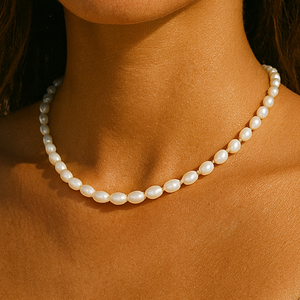 ROMALI 18K Gold-Plated Egg Shape Freshwater Pearl Necklace - ROMALI